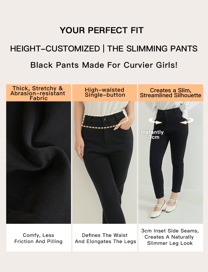 High-Waist Stretch Slim-Leg Plus Size Pants (Short)