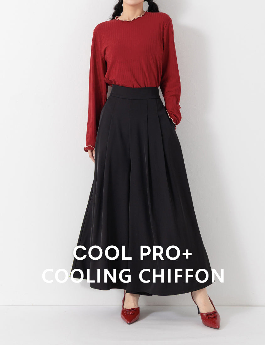 Instant Cooling Chiffon Pleated Plus Size Wide Leg Pants