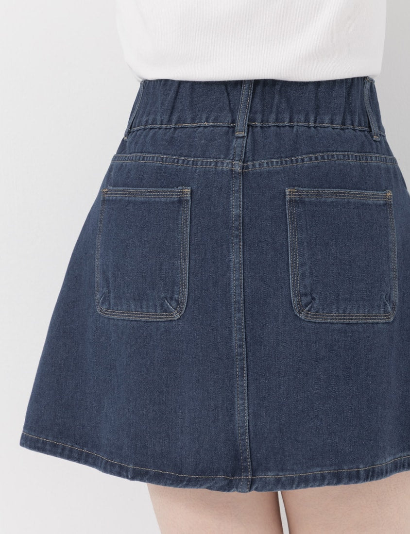 Ultra High Waist Tummy Flattering Plus Size A-Line Denim Skirt