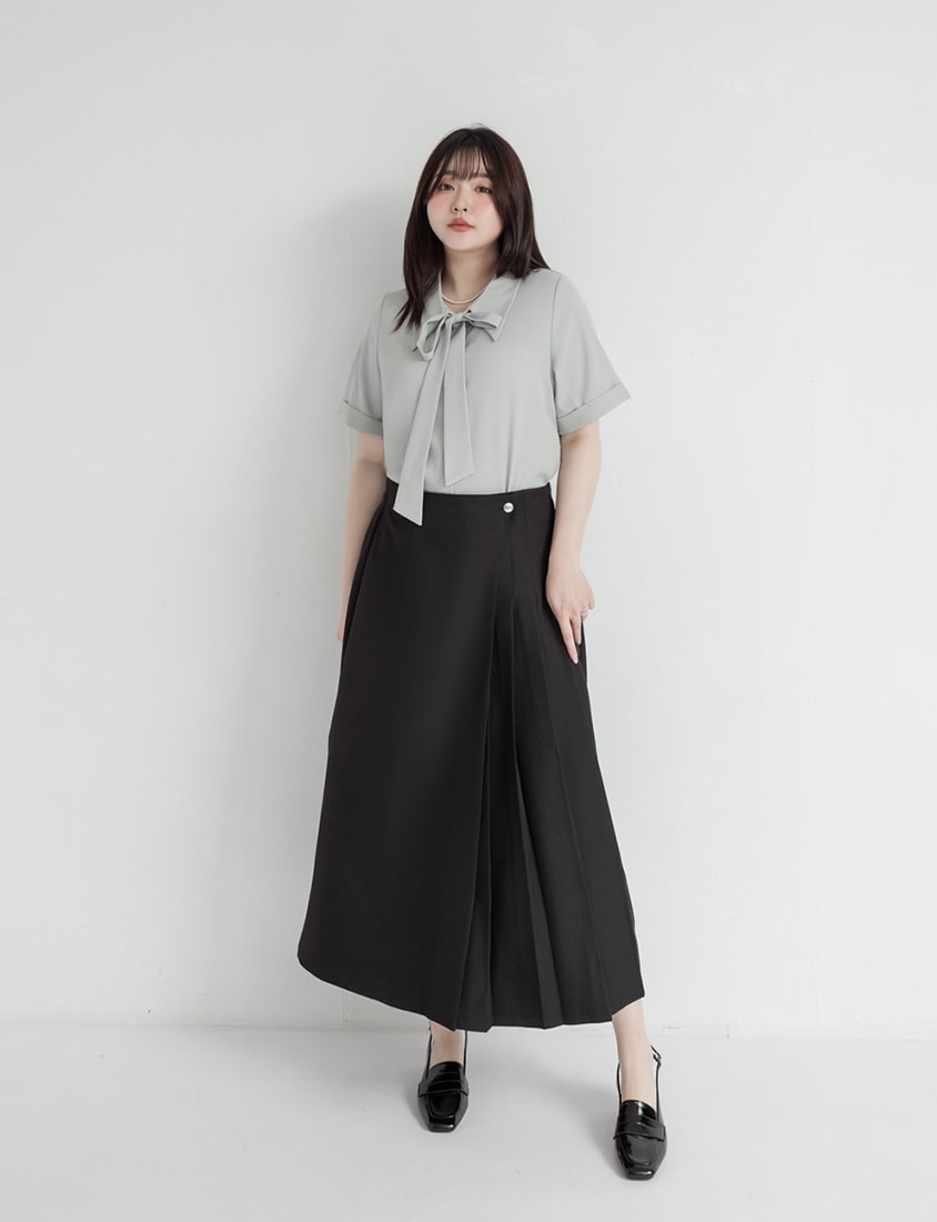 MISS. Asymmetric Pleated A-Line Plus Size Tailored Skirt