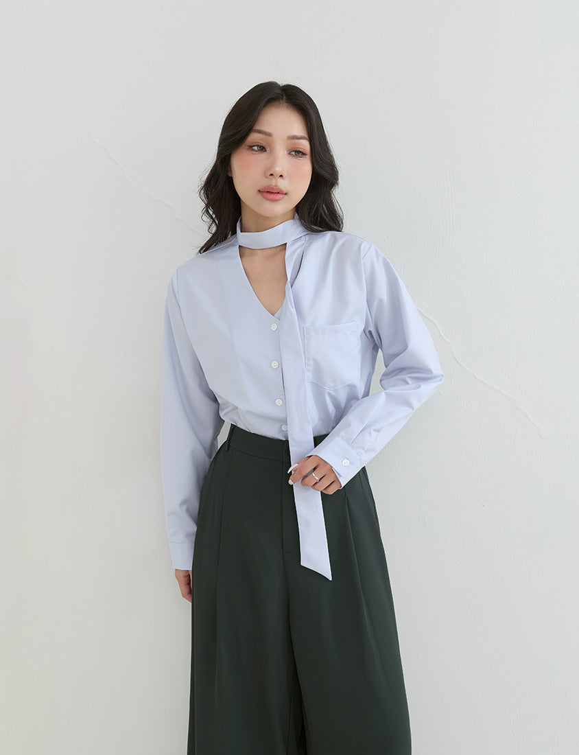 Asymmetrical Waist Pleated Chiffon Wide Leg Plus Size Pants