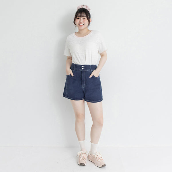 Slimming High Waist A-Line Plus Size Denim Shorts