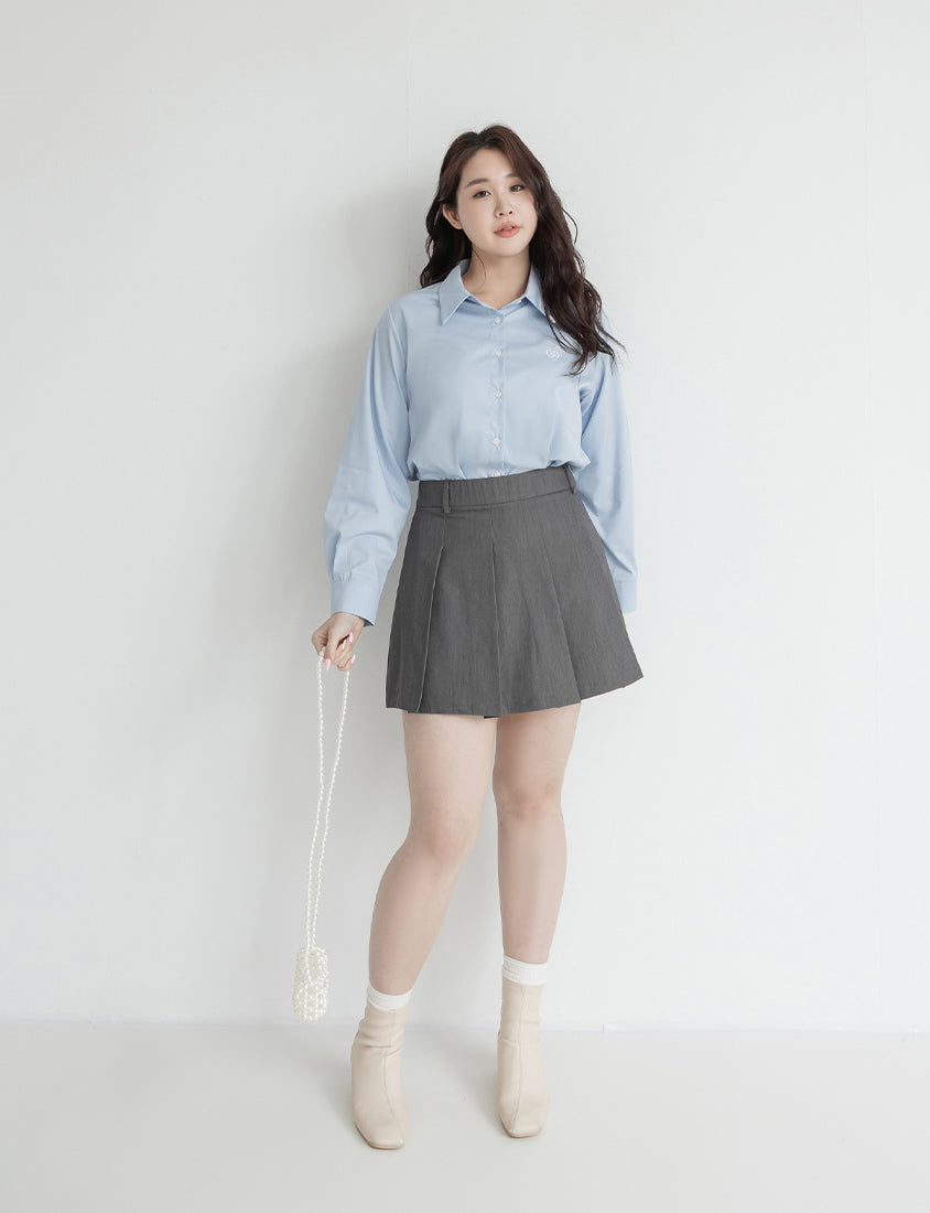 Heart Logo Embroidered Oversized Boyfriend Plus Size Shirt