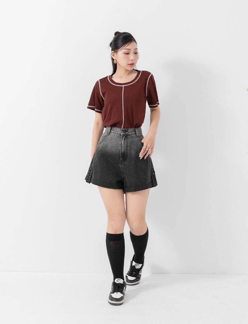 MUA! Gradient Cuffed Denim Plus Size Shorts