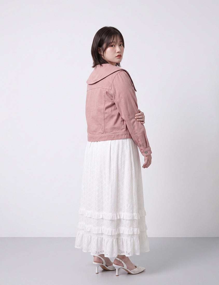 Sweet Collar Lyocell Twill Plus Size Jacket