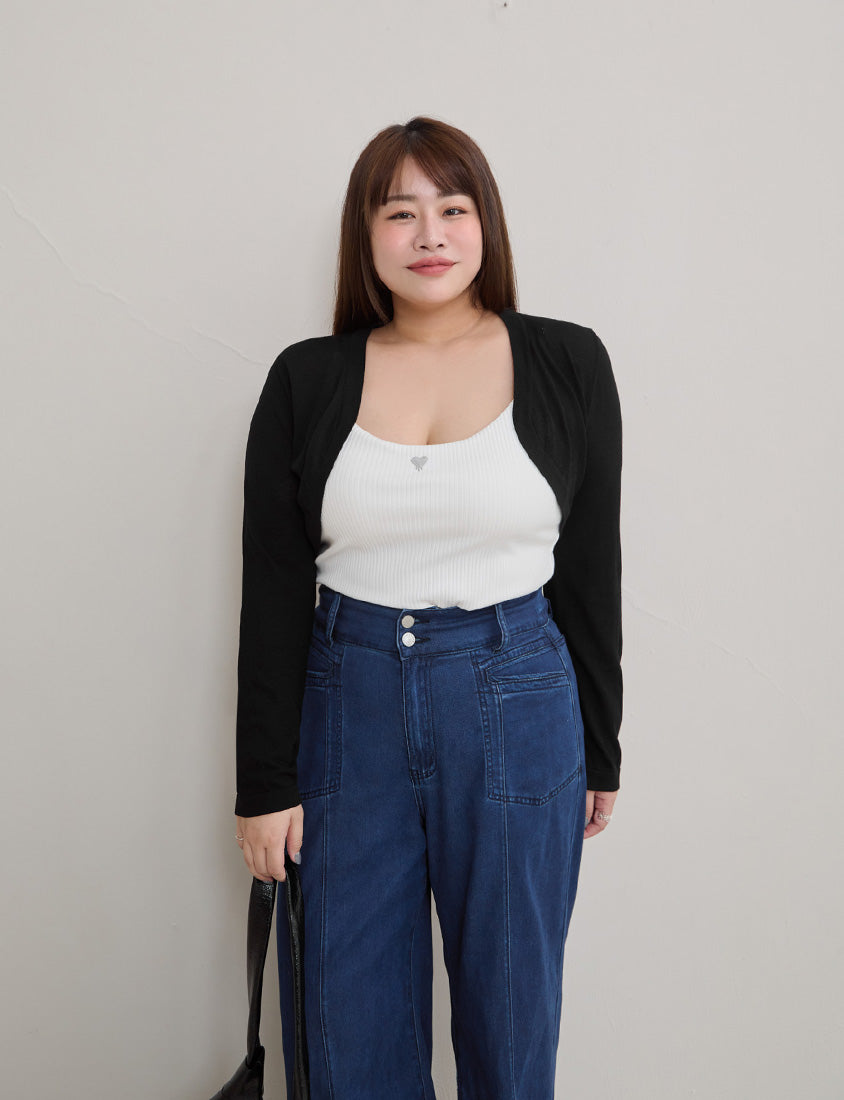 Semi Sheer Hem Plus Size Knit Cardigan
