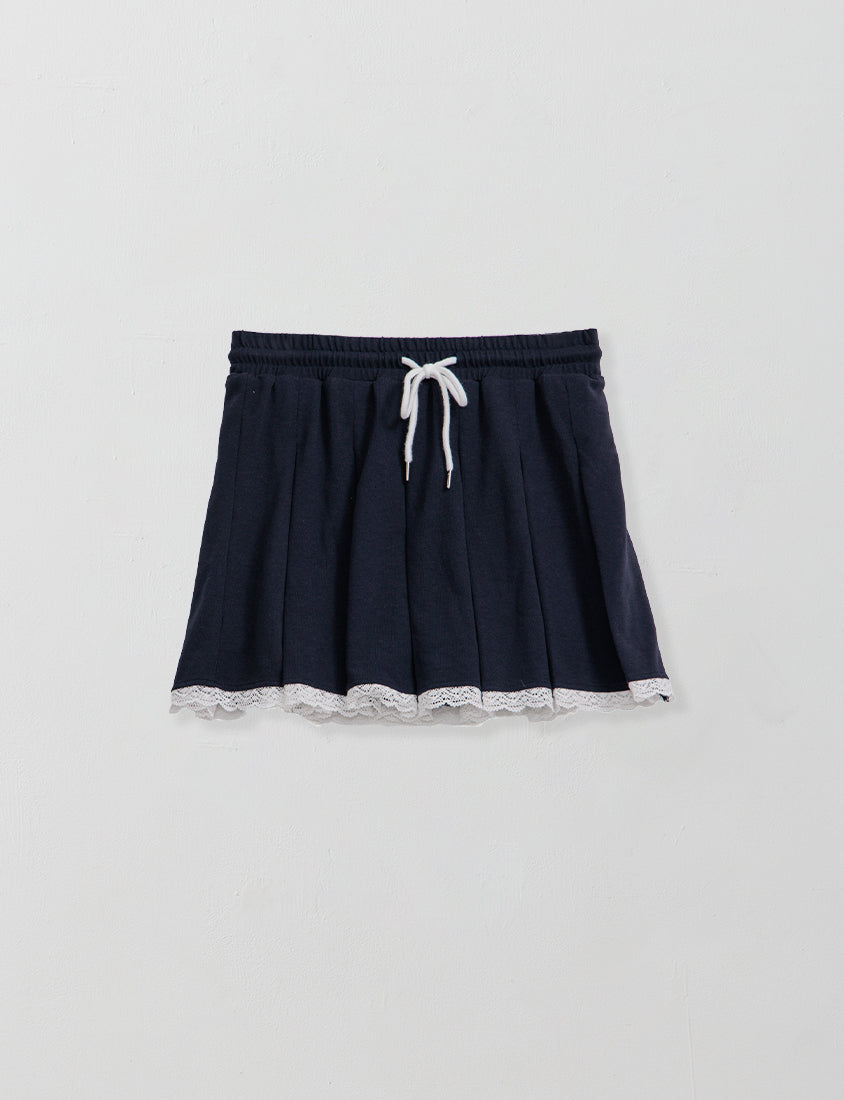 Sweet Lace Sporty Pleated Plus Size Mini Skirt