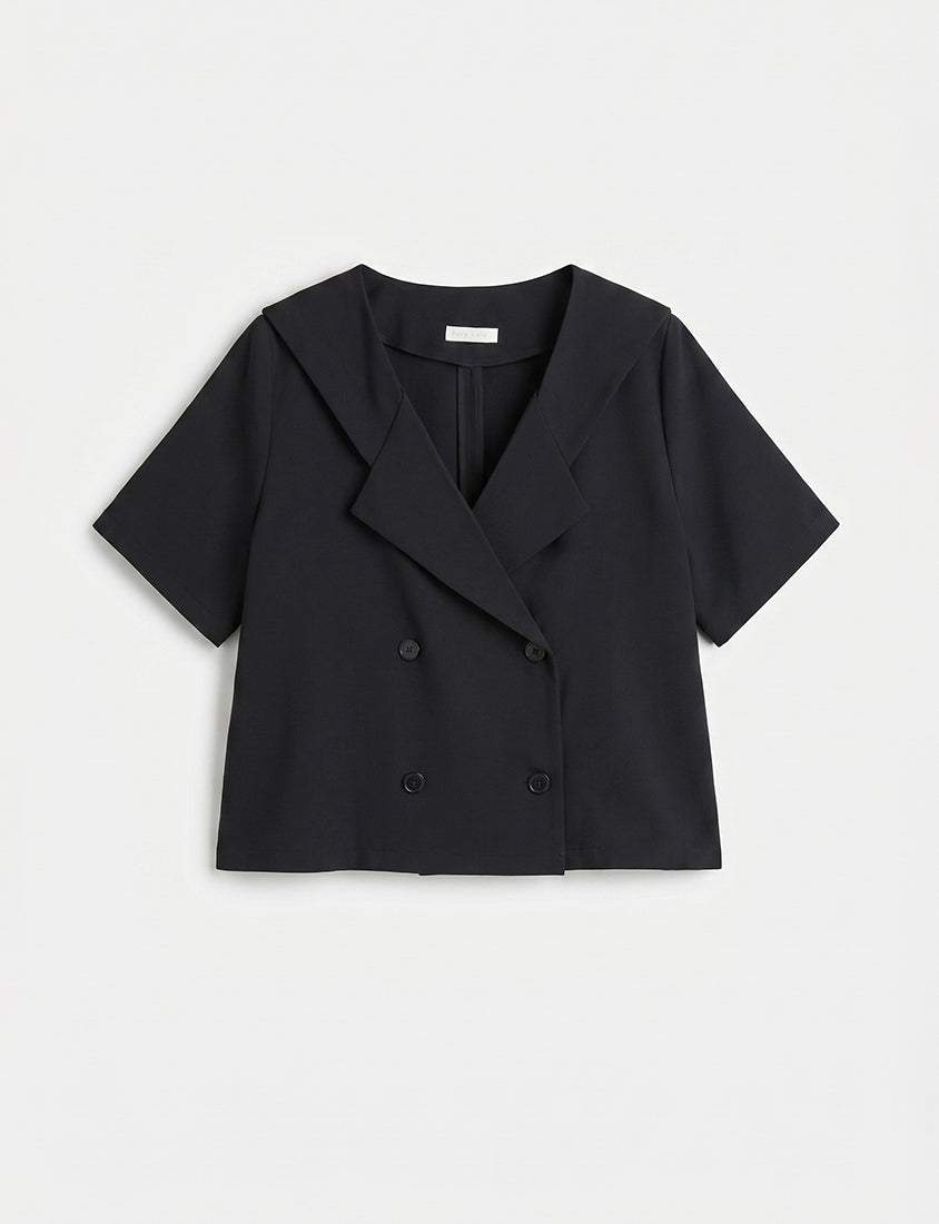 MISS. Silky Cooling Sailor Collar Plus Size Blazer