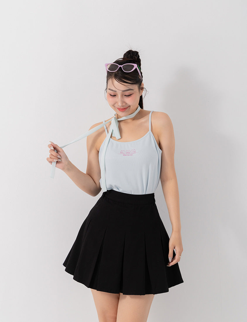 Sweet Summer Twill Pleated Plus Size Mini Skirt