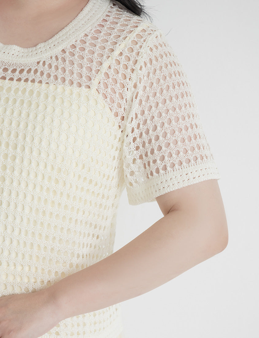 Summer Hollow Knit Short Sleeve Plus Size Top