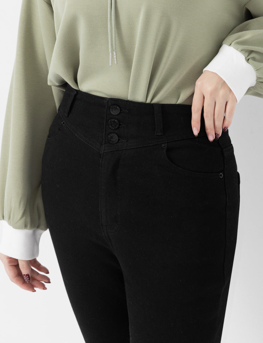 Crowds' Favorite Slimming Plus Size Wool-Fleece Black Jeans