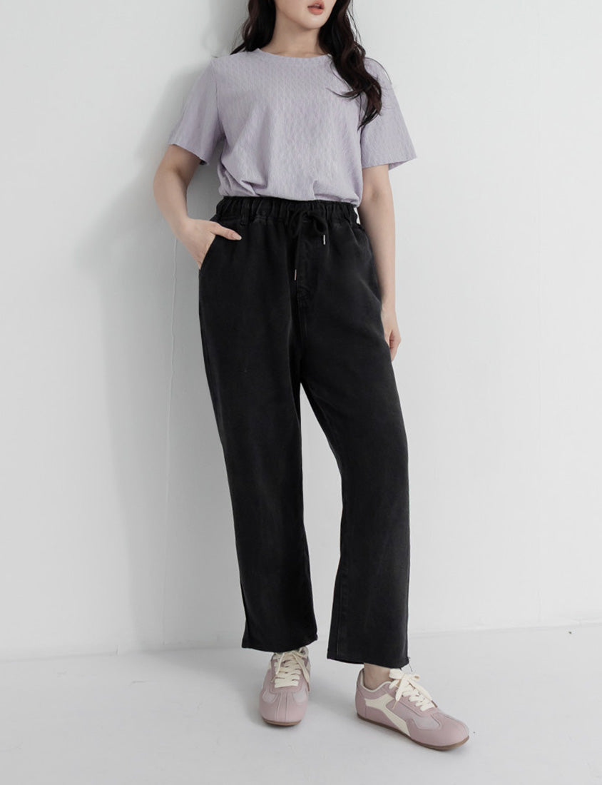 Cooling Tencel Silky Denim Drawstring Plus Size Boyfriend Jeans