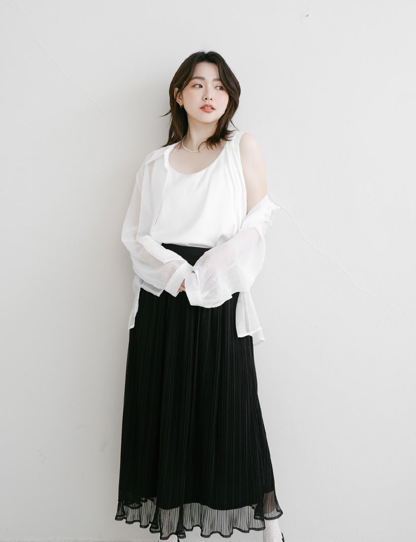 MISS. Elegant Satin Sheen Crew-Neck Plus Size Tank Top