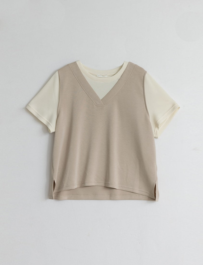 Instant Icy Cooling Cloud Cotton Faux Two Piece Plus Size Tee