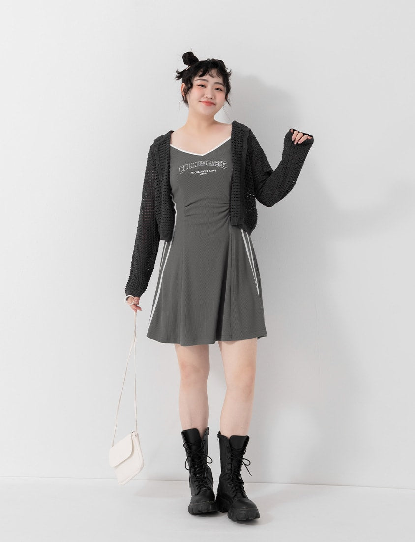 Ice Silk Button-Up Hooded Plus Size Knit Cardigan