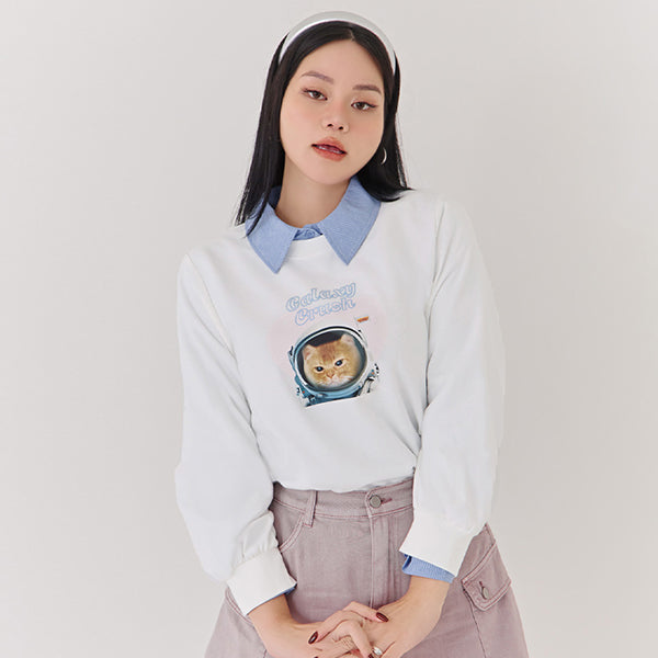Spacesuit Cover Cat Graphic Plus Size Sweater (Unisex) (MIND.A.DAY Collaboration)