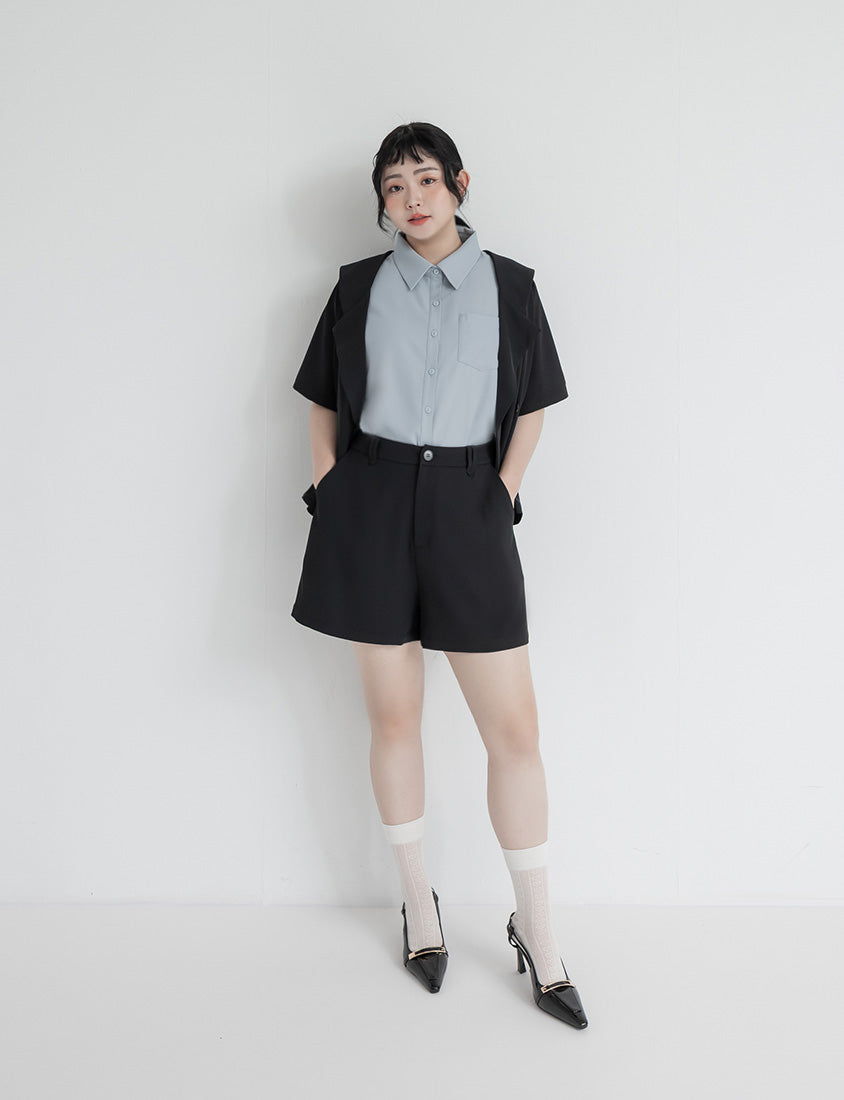 MISS. Silky Cooling Sailor Collar Plus Size Blazer