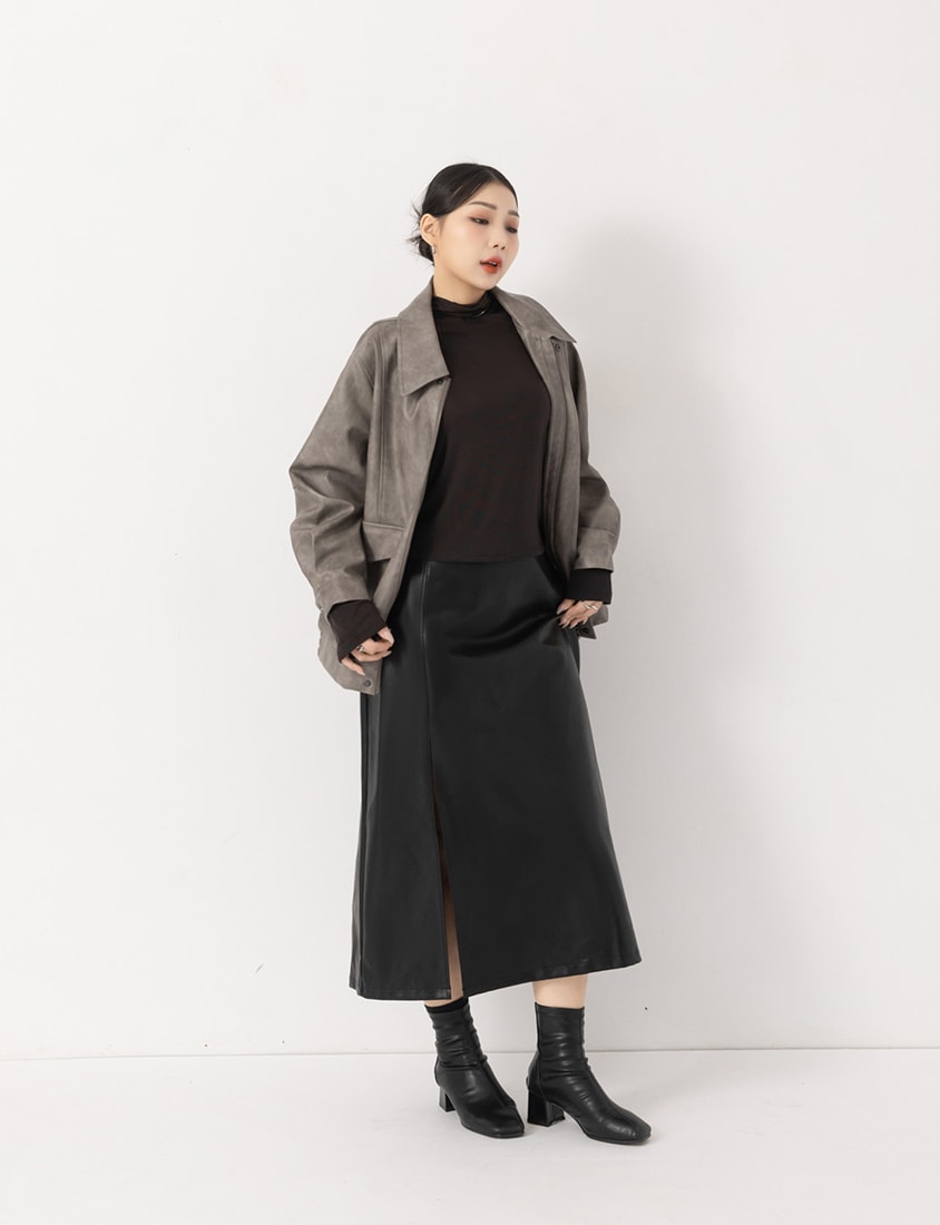 MUA! Semi Sheer TENCEL Wool Mock Neck Plus Size Long Sleeve Top