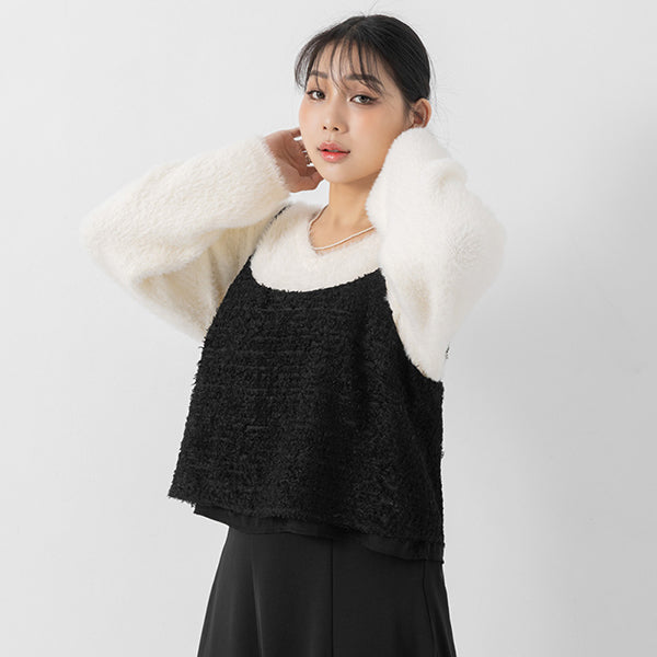 MISS. Adjustable Textured Furry Plus Size Vest