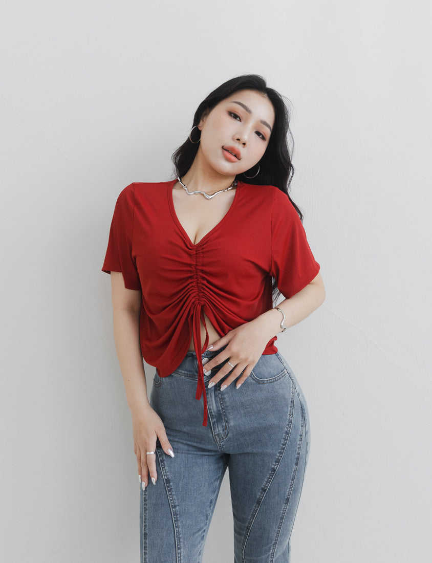 MUA!  Silky Cool-Girl Ruched Plus Size Short Sleeve Top