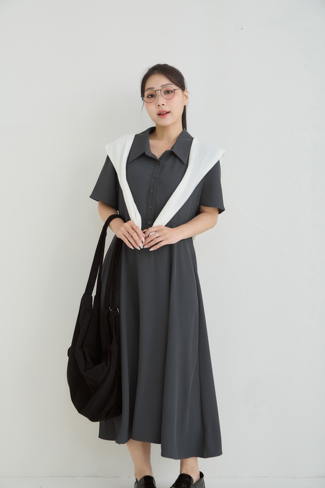 Silky Cool Slim Fit Plus Size Shirt Dress