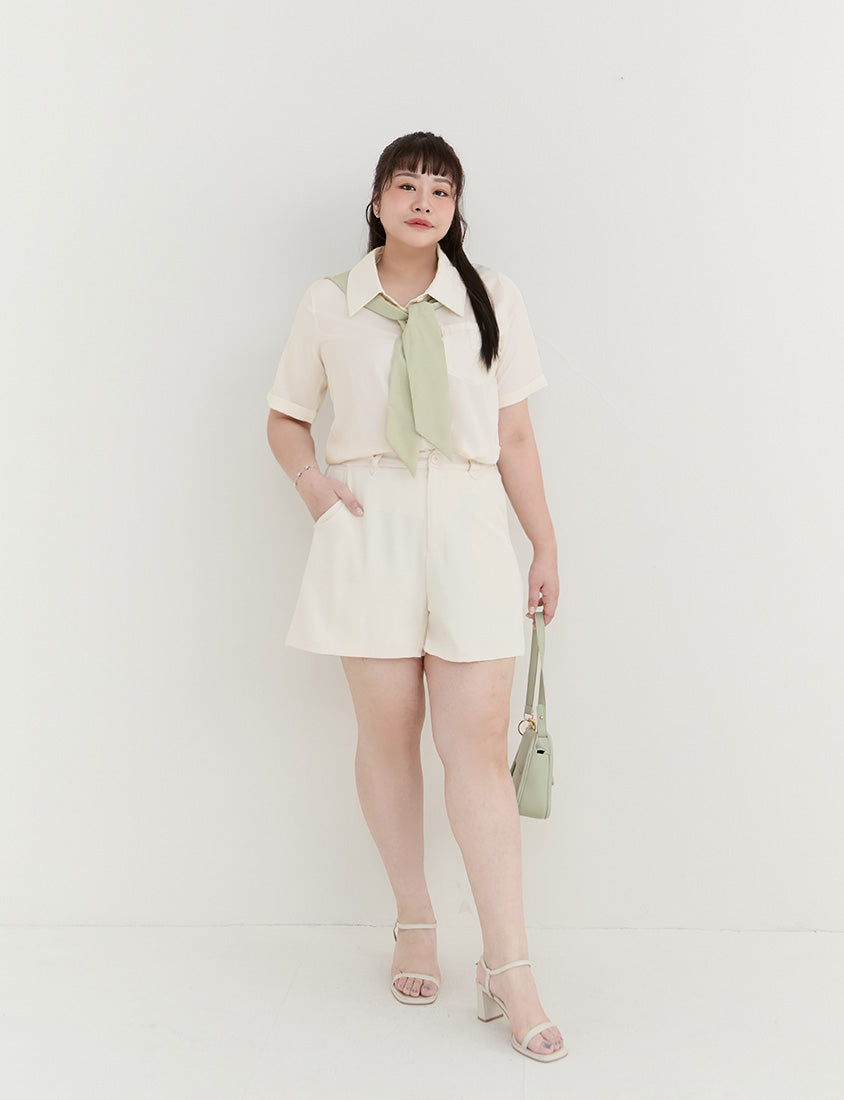 MISS. Morandi Faux Two Piece Plus Size Shirt (With Shawl)