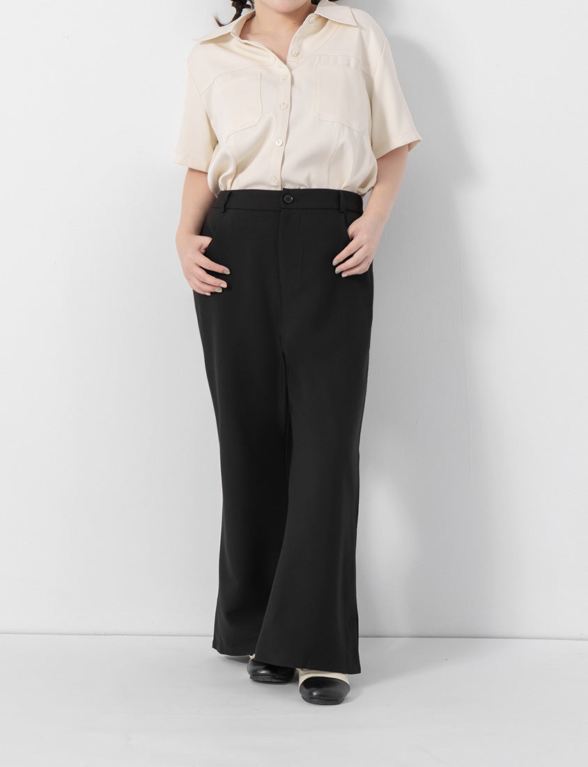 Perfect Proportion Slim Fit Plus Size Flared Trousers (Short)
