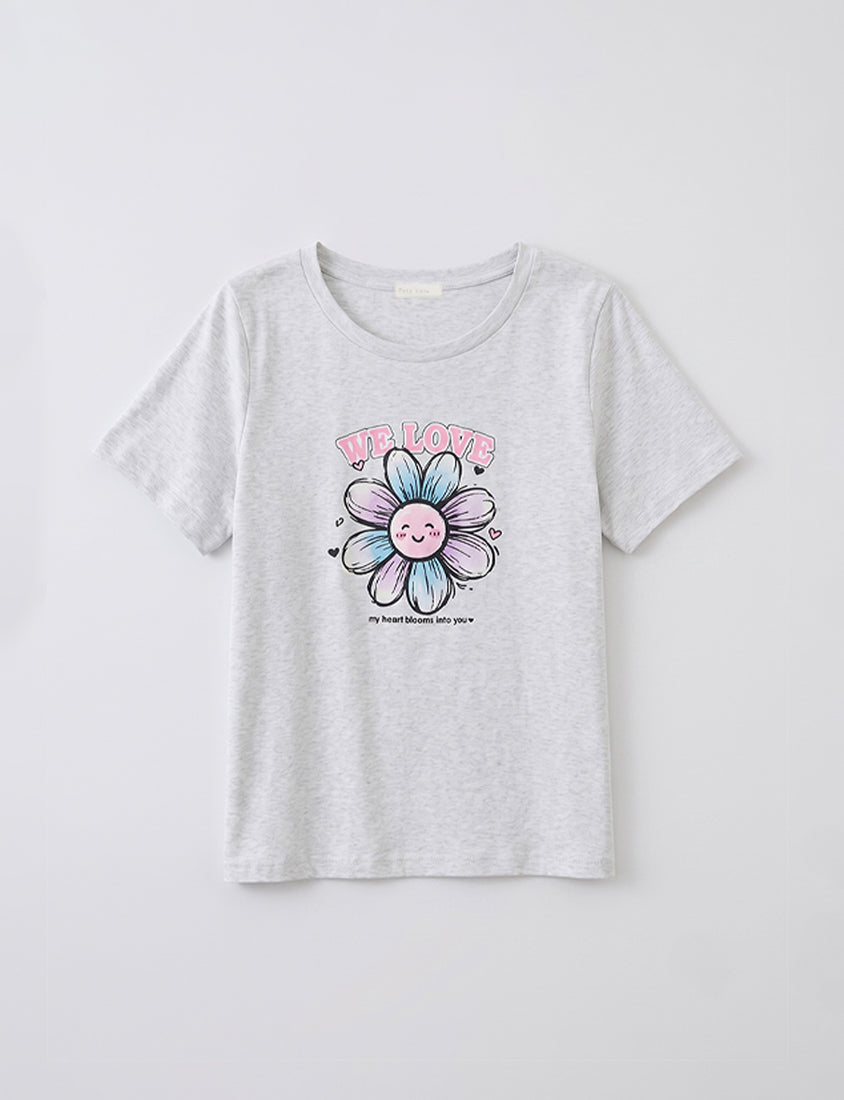 3D Gradient Floral Print Plus Size Tee