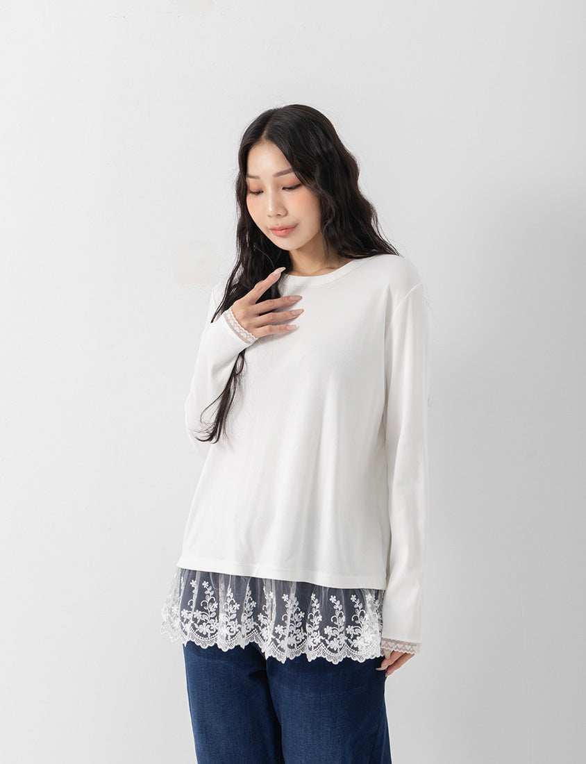 Layering Essential Lace Panel Knit Plus Size Top