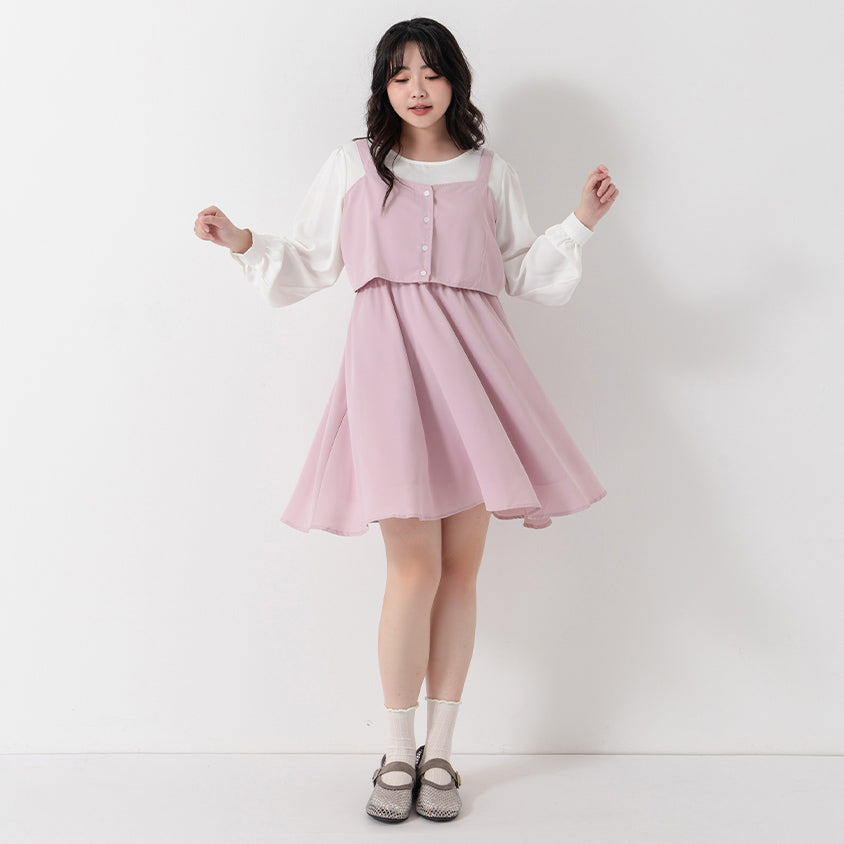 Sweet Slim Fit Faux Two-Piece Plus Size Mini Dress