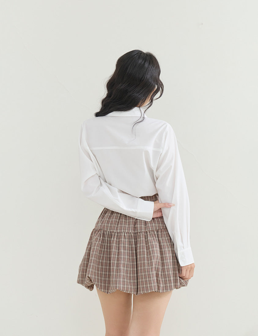 Playful Plaid Balloon Plus Size Mini Skirt
