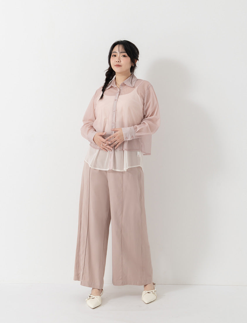 MISS. Japanese-Inspired Ethereal Sheer Layered Plus Size Shirt