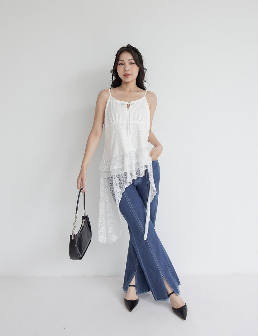 MUA! Sweet Lace Asymmetrical Hem Plus Size Cami Top