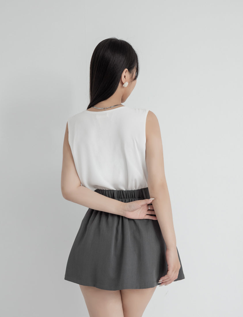 MISS. Textured Crinkle Chiffon Square Neck Plus Size Tank Top