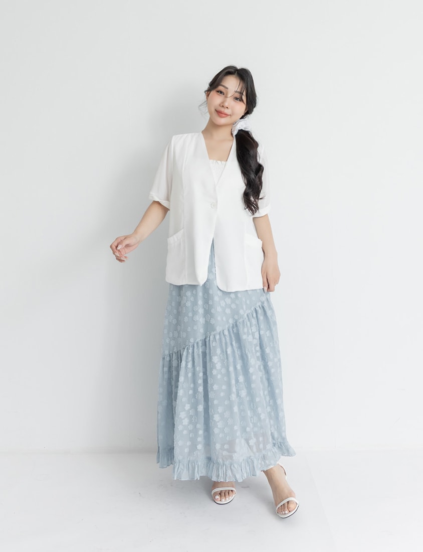 MISS. Sheer Chiffon Tailored Plus Size Blazer