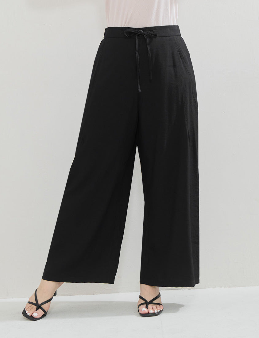 Lightweight Linen-Blend Plus Size Drawstring Pants
