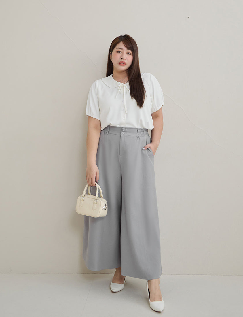 MISS. Silky Cool Wrinkle-Resistant Tie-Front Plus Size Collar Shirt