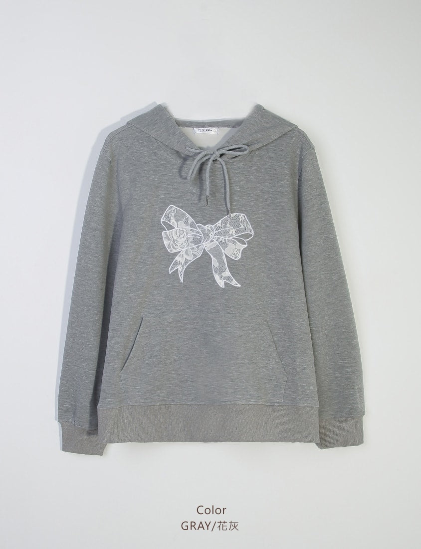 Lace Bow Cloud Cotton Plus Size Hoodie