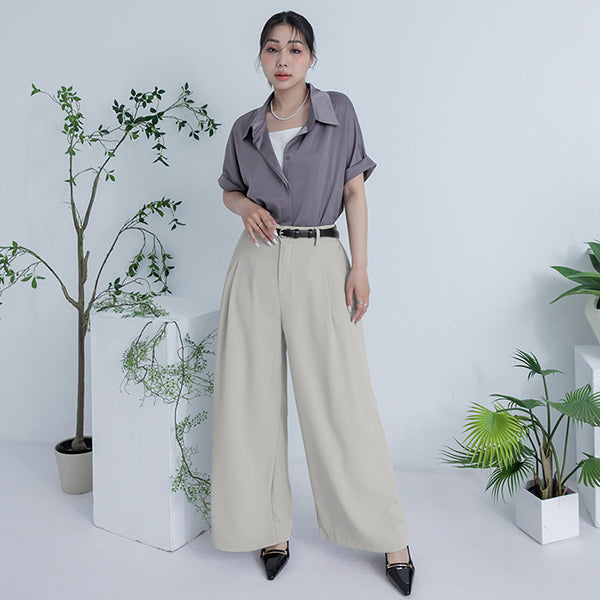 MISS. Lightweight Chiffon Waist Plus Size Long Pants