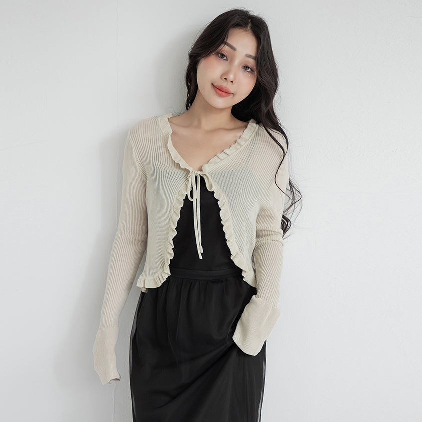 Instant Cooling Tencel Blend Tie-Front Knit Plus Size Cardigan