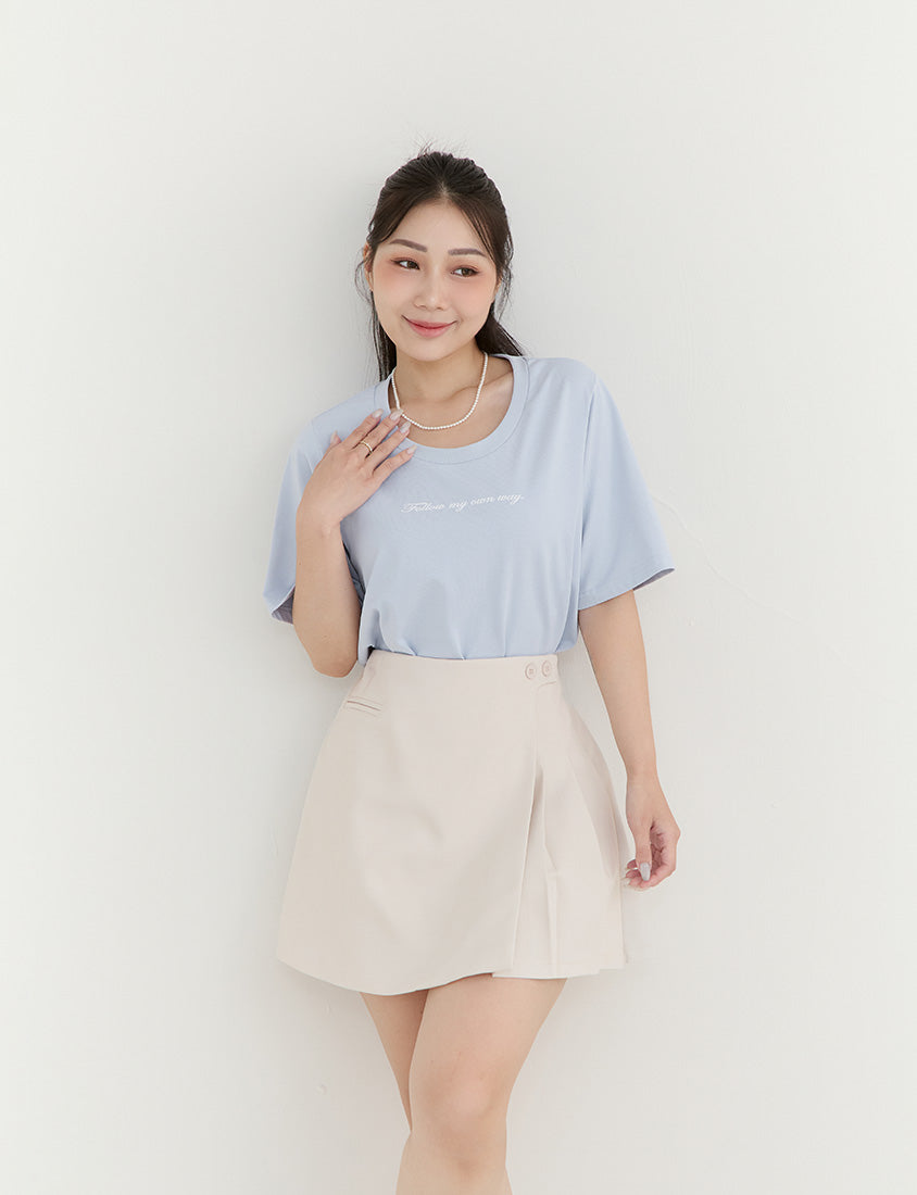 MISS. Elegant Contrast Letter Print Plus Size Tee