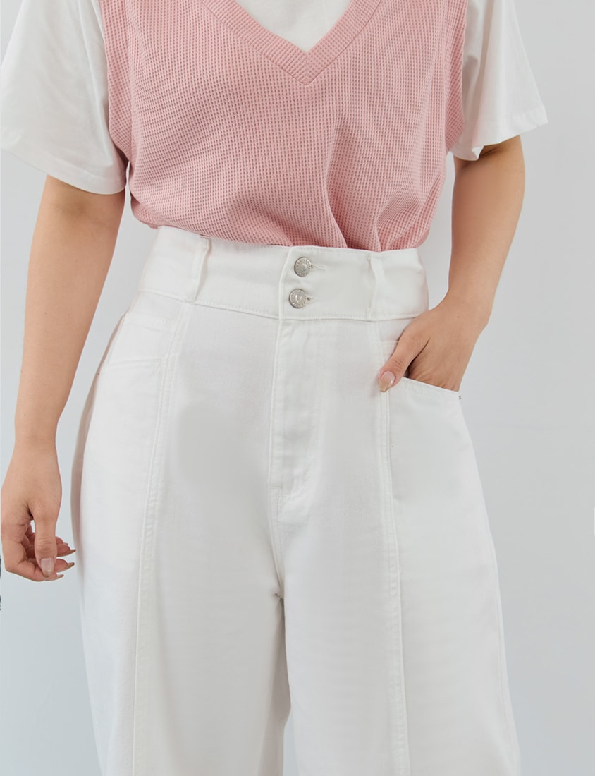 Pear-Shaped Friendly! Perfect Fit Twill Cotton Plus Size Wide Pants
