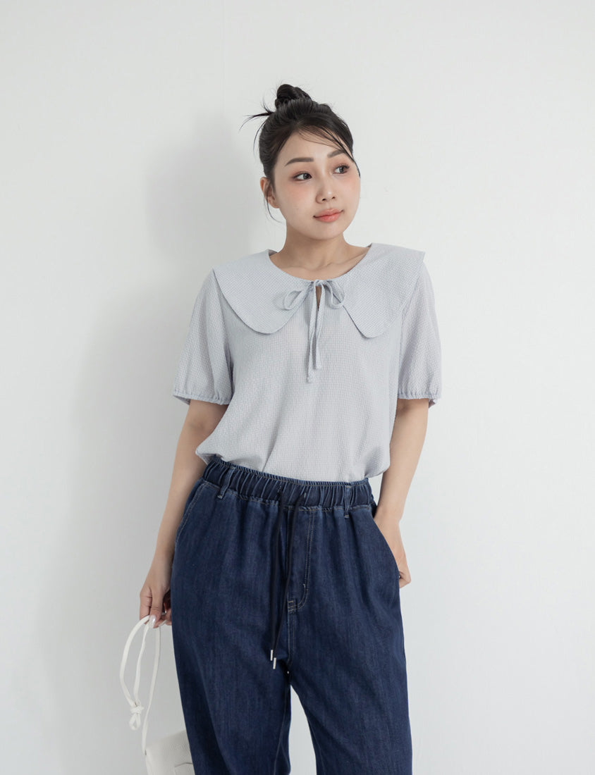 Cute Doll Collar Plaid Plus Size Shirt