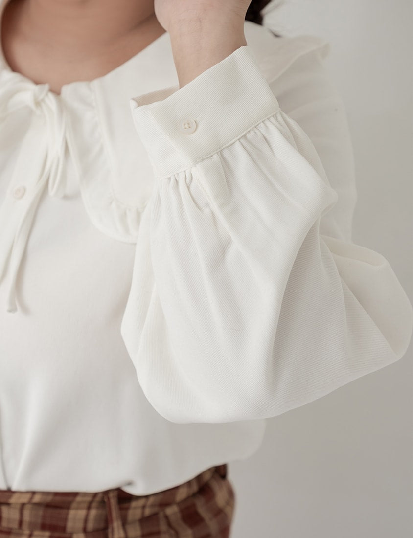 Classic Multi-Color Ruffle Tie Collar Plus Size Shirt