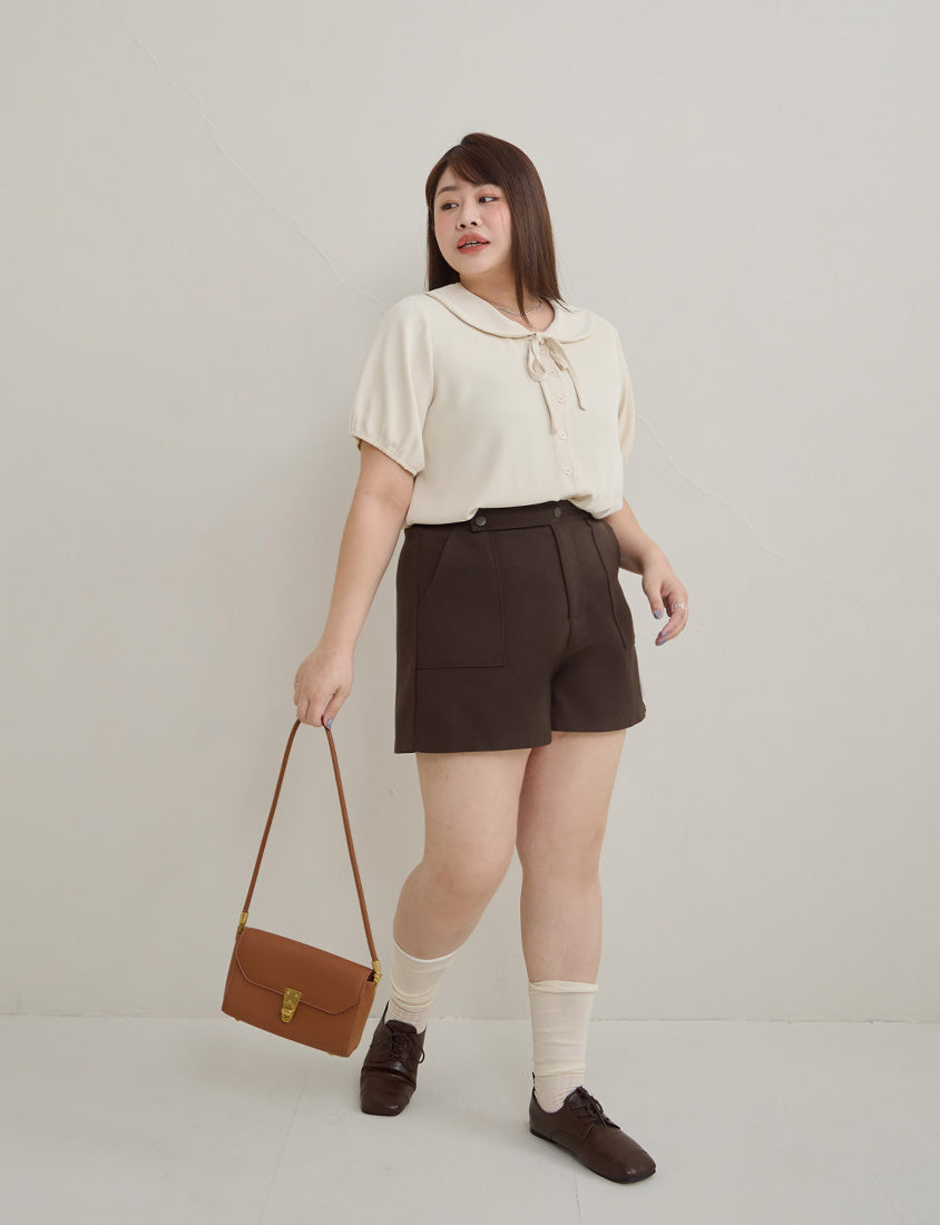 MISS. Silky Cool Wrinkle-Resistant Tie-Front Plus Size Collar Shirt