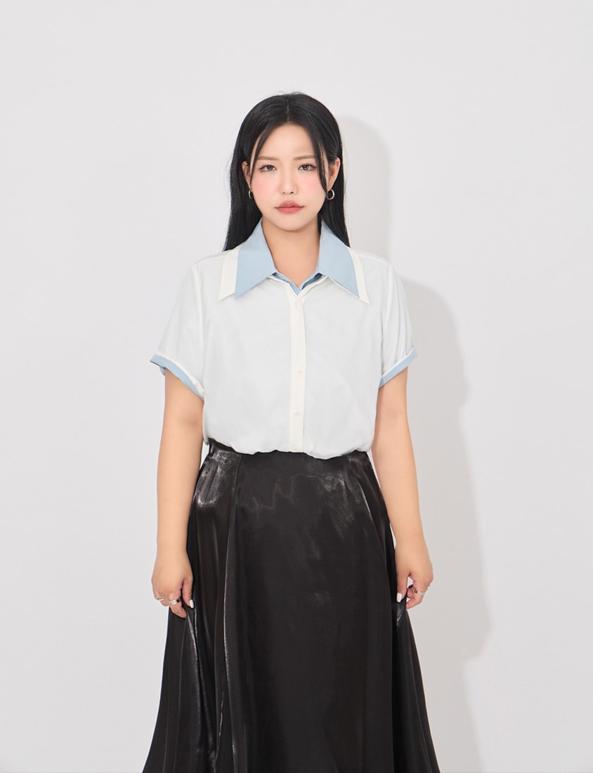 MORE U Airy Glossy Plus Size Bubble Skirt