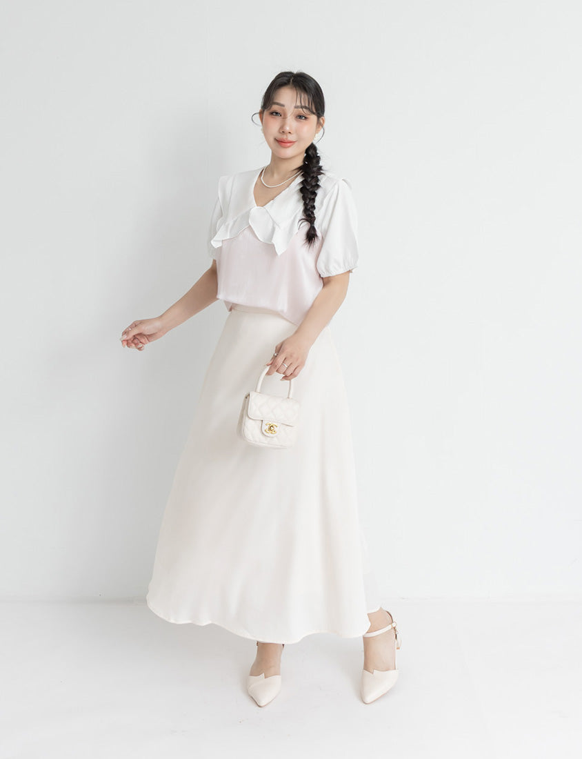 MISS. Ruffle Collar Chiffon Plus Size Shirt