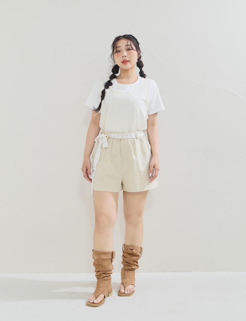 Layered Cutout Vest Two-Piece Plus Size Set