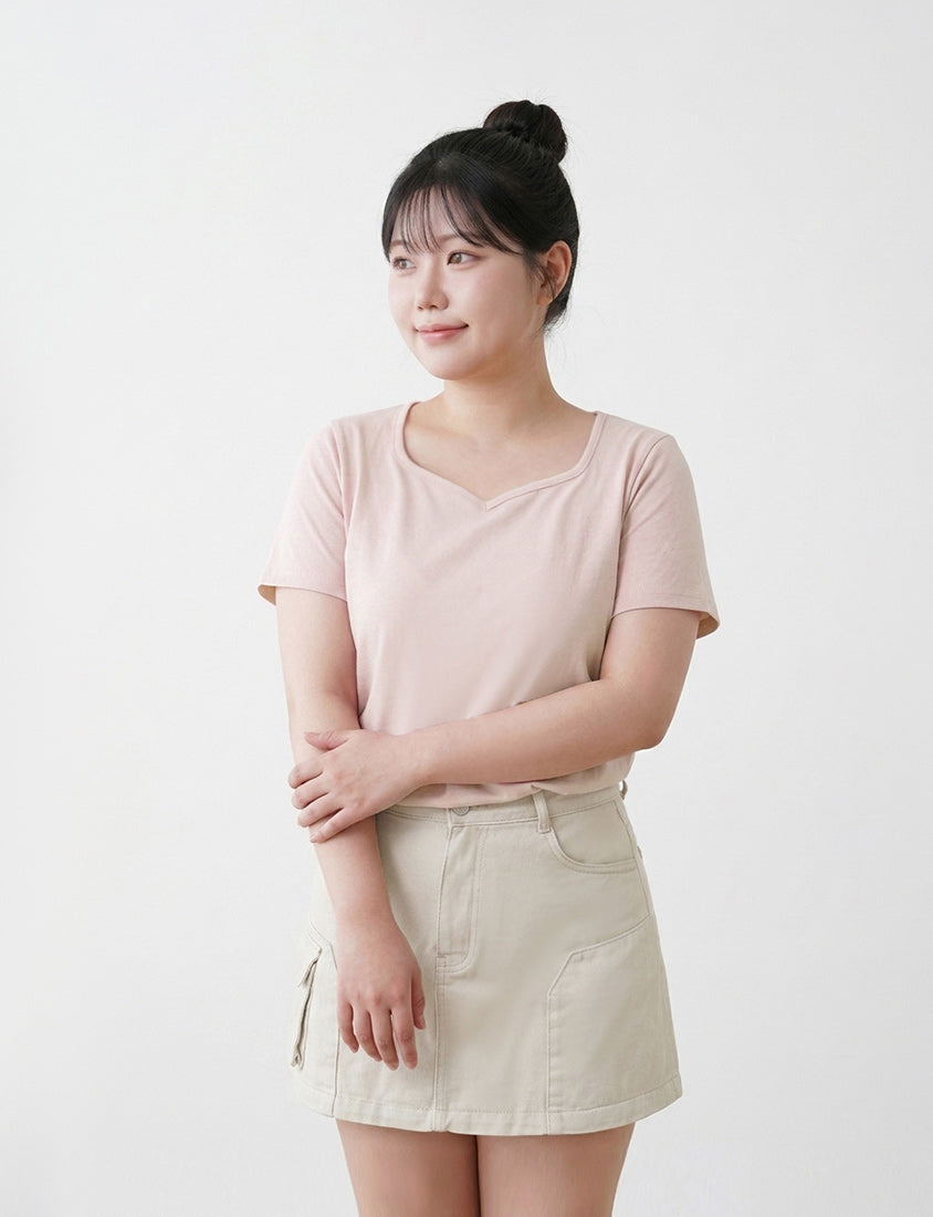 Upgraded 2.0! Sweetheart Neckline Plus Size Slim Tee