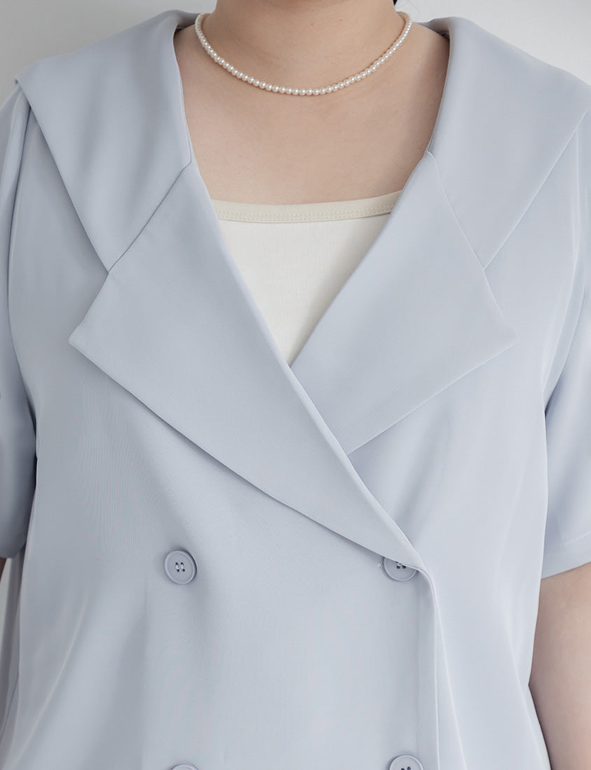MISS. Silky Cooling Sailor Collar Plus Size Blazer